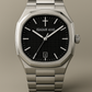 ELAD ISAIAH 41:10 Black watch with steel bracelet, black textured dial and small cross