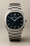 ELAD ISAIAH 41:10 Blue watch with steel bracelet, blue textured dial and small cross