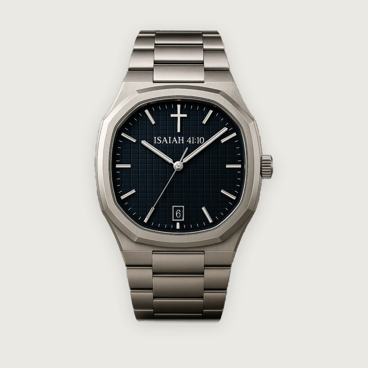 ISAIAH 41:10 blue dial render on brand grey